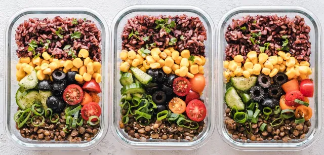 Black Rice, Lentil and Rainbow Veggie Bowls