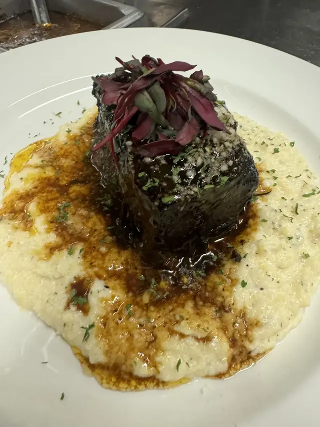 Braised short rib over creamy polenta